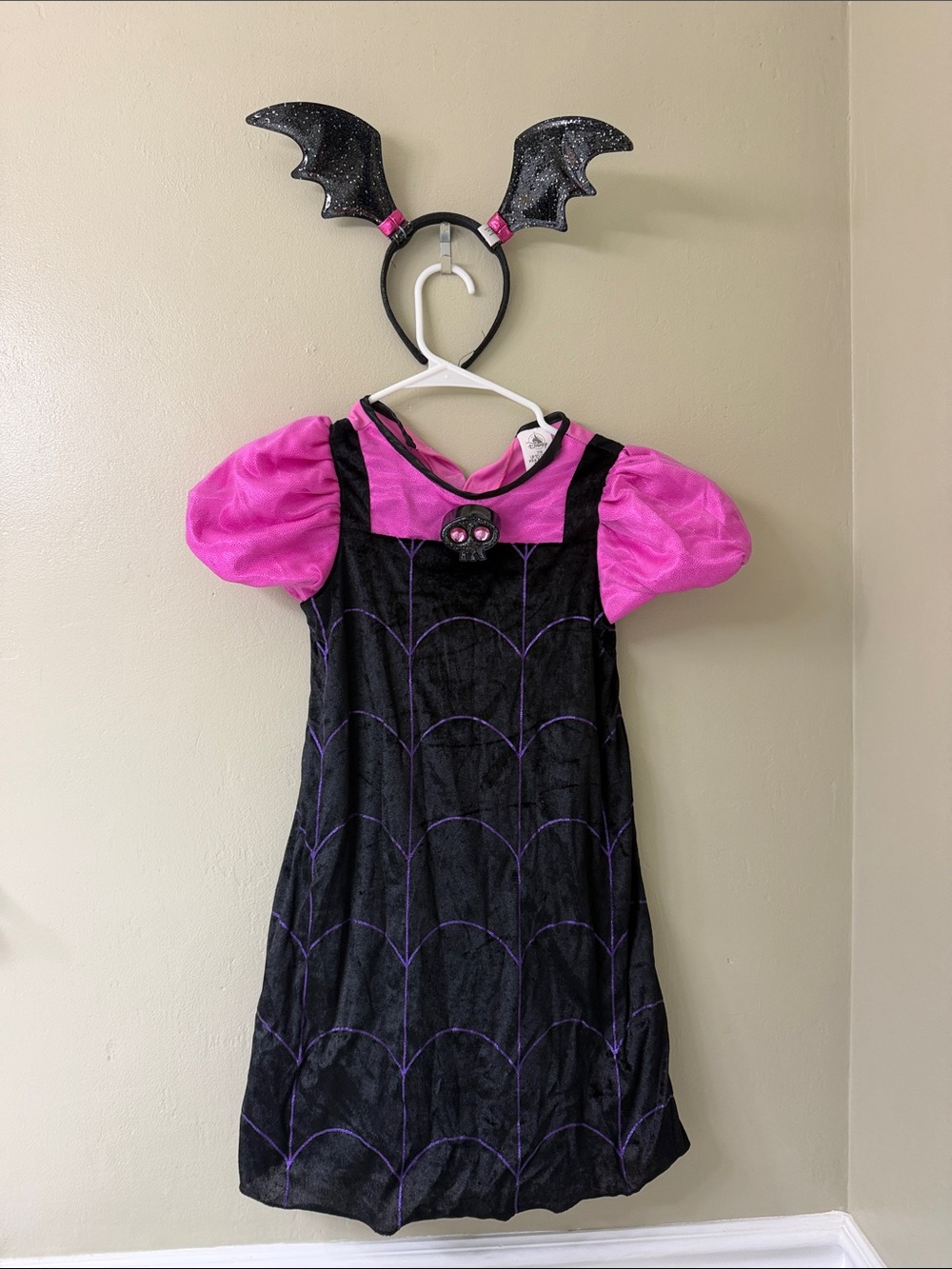 Disney Black & Hot Pink Spiderweb Dress with Bat Headband